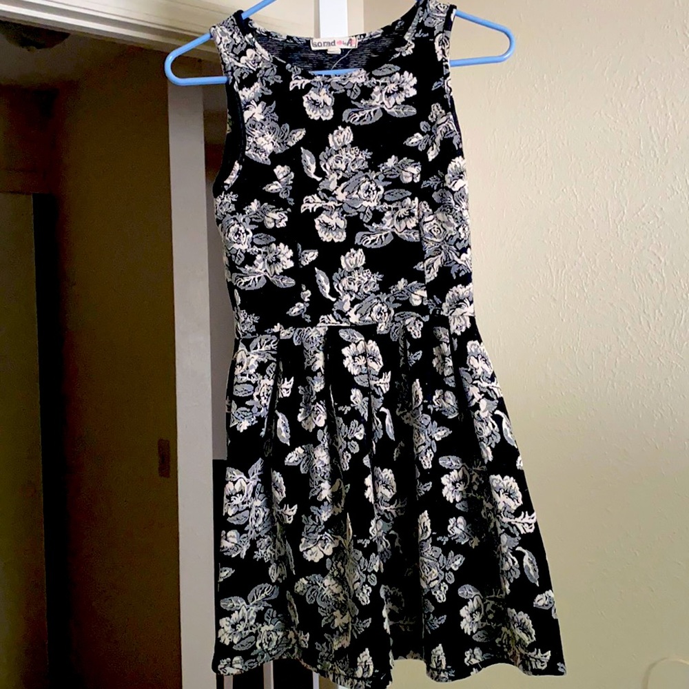 Black and Cream Floral Dress